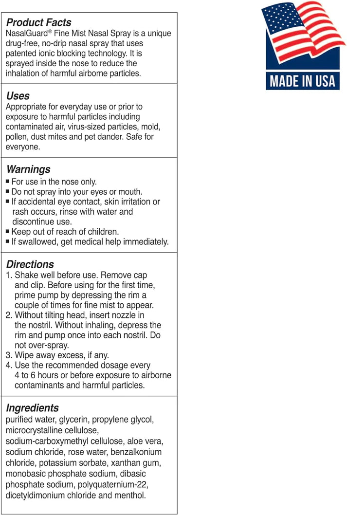 NasalGuard Fine Mist Nasal Spray | Nasal Moisturizer | Cool Menthol | 15mL